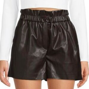 NWT LAUNDRY by Shelli Segal Vegan Leather Paperbag Waist Shorts Size Large